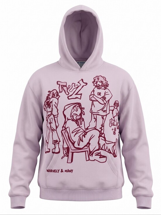 Aelfric Eden Tops - Aelfric Eden Light Pink Graphic Hoodie Anime Y2K Festuval Cozy Streetwear